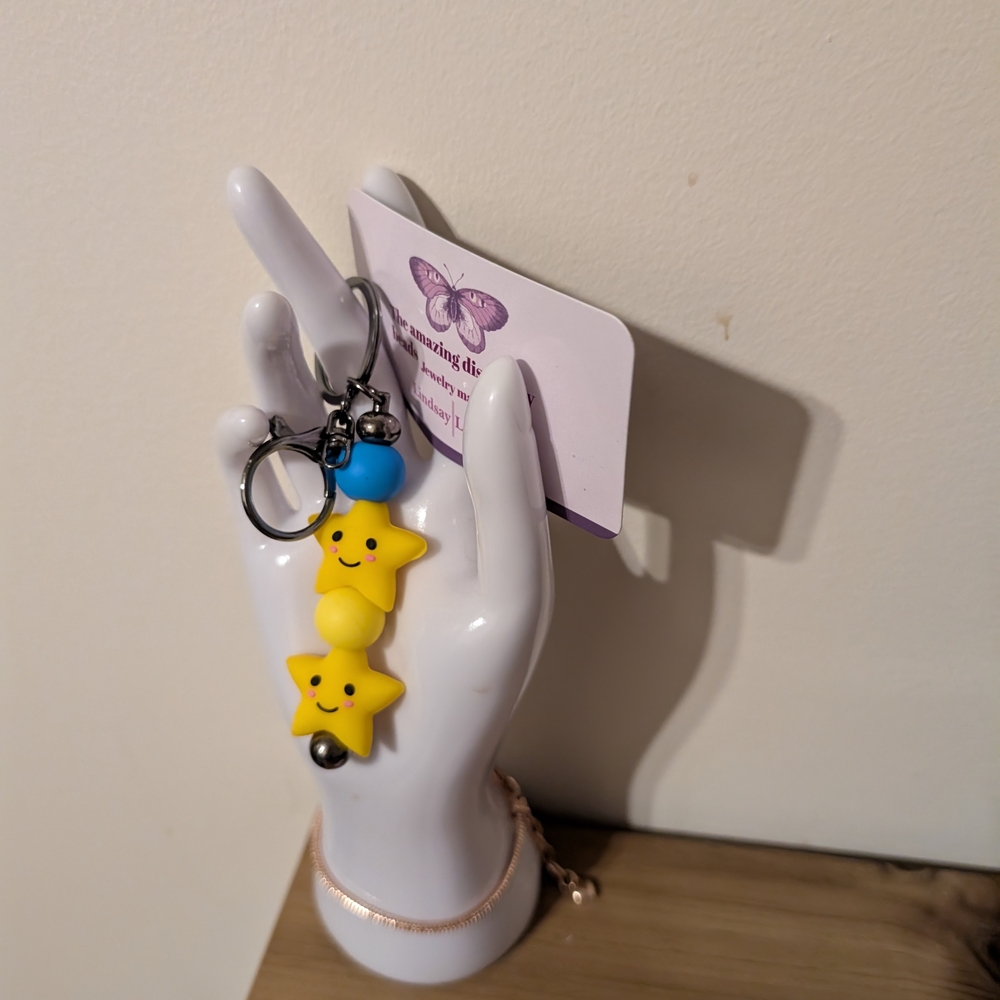 Smiley Star and Bead Keychain for Kids